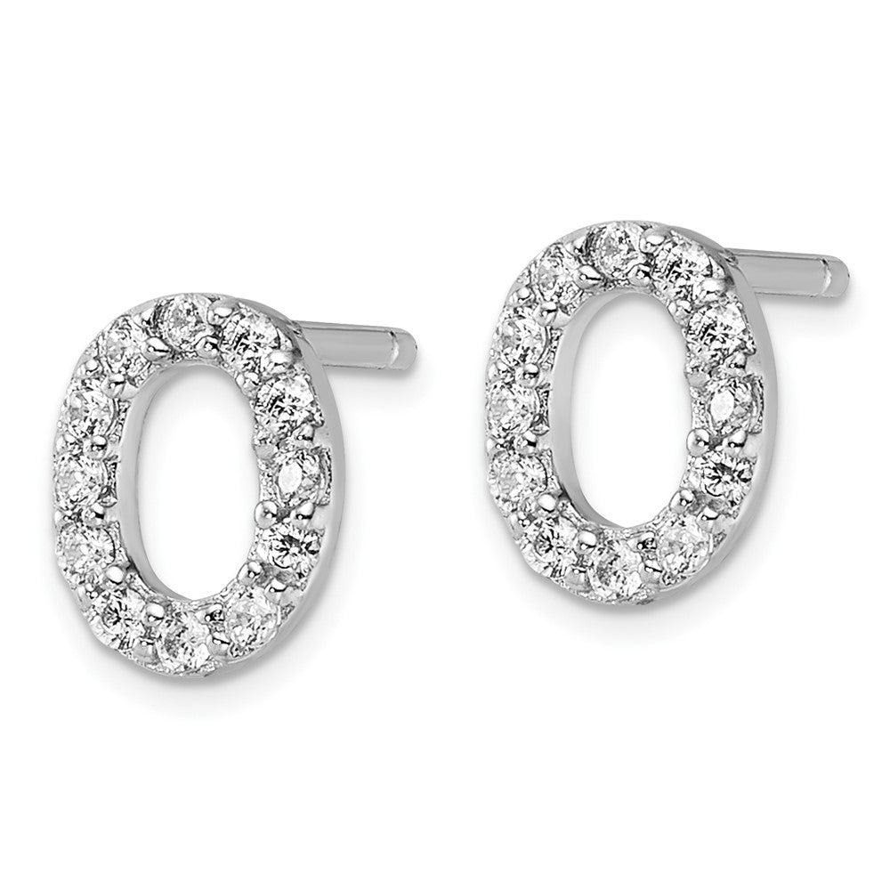 Sterlingsilber Cheryl M Rhodiniert Poliert Buchstabe O Zirkonia Initiale Ohrstecker