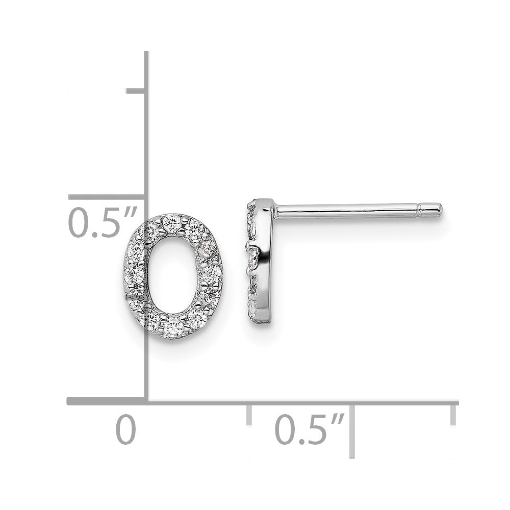 Sterlingsilber Cheryl M Rhodiniert Poliert Buchstabe O Zirkonia Initiale Ohrstecker