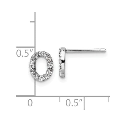 Sterlingsilber Cheryl M Rhodiniert Poliert Buchstabe O Zirkonia Initiale Ohrstecker