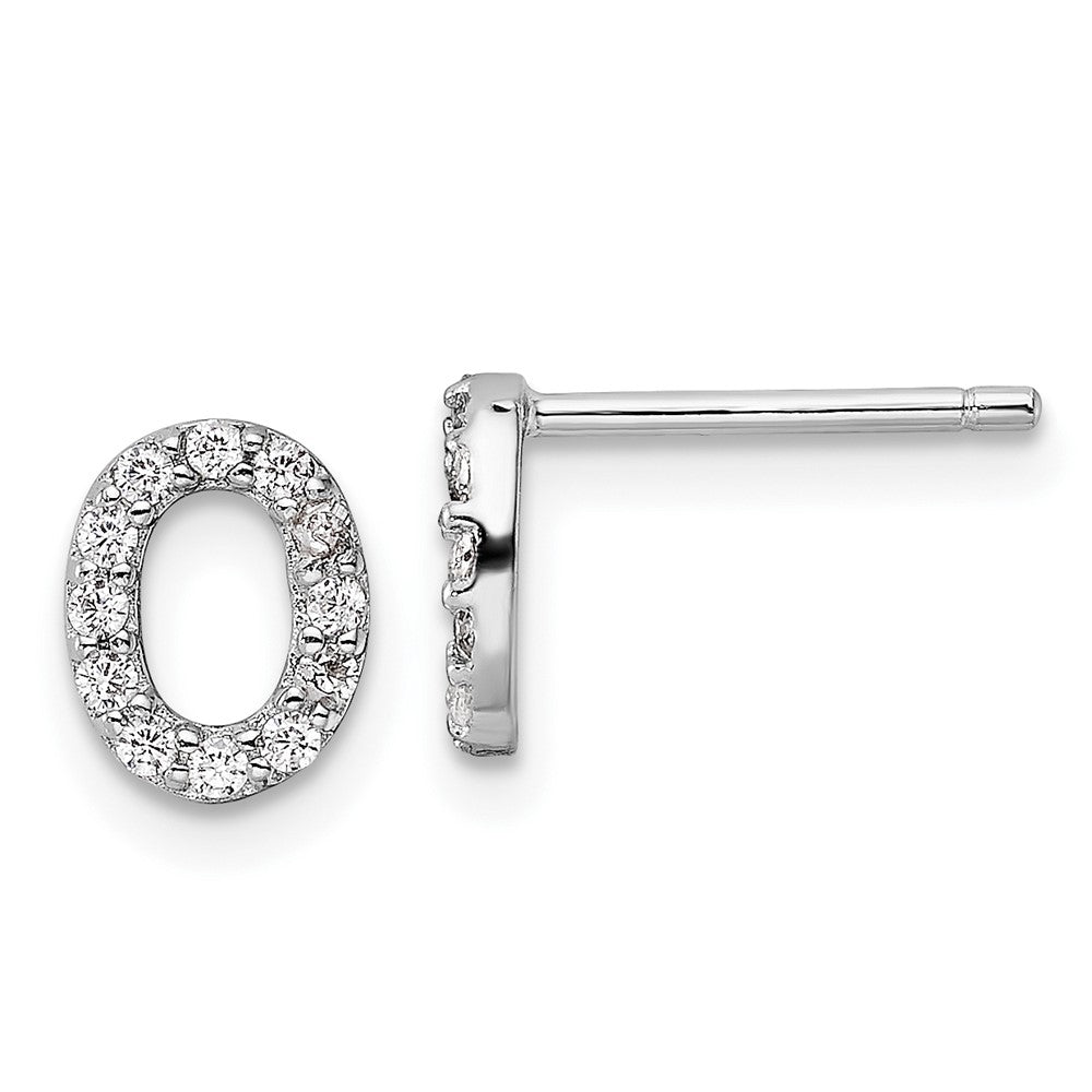 Sterlingsilber Cheryl M Rhodiniert Poliert Buchstabe O Zirkonia Initiale Ohrstecker