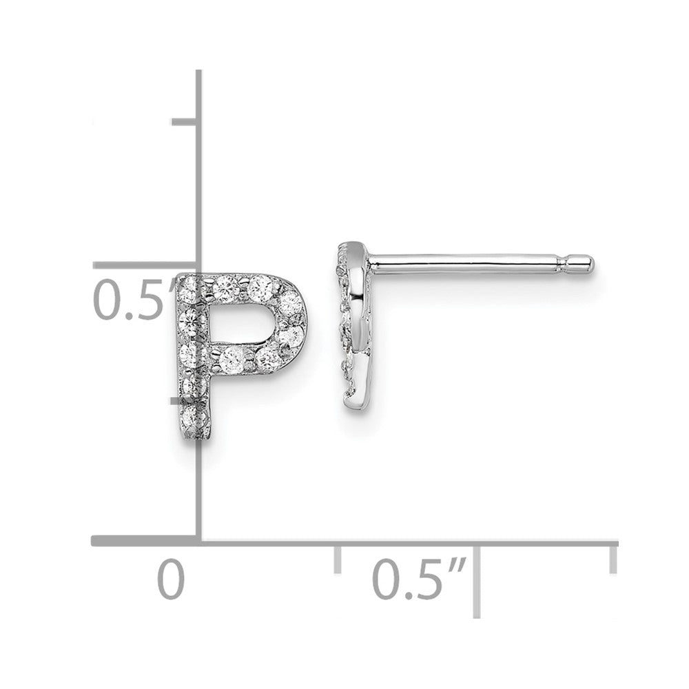 Sterlingsilber Cheryl M Rhodiniert Poliert Buchstabe P Zirkonia Initiale Ohrstecker