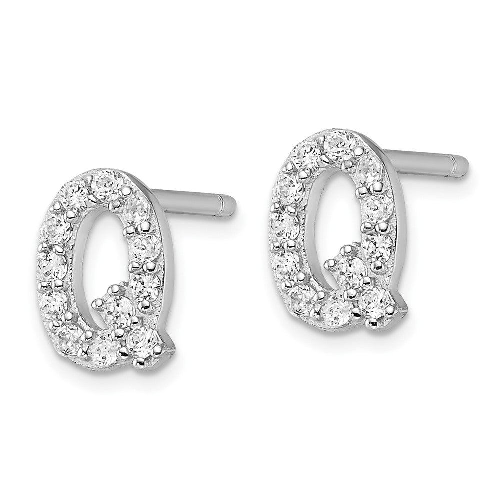 Sterlingsilber Cheryl M Rhodiniert Poliert Buchstabe Q Zirkonia Initiale Ohrstecker