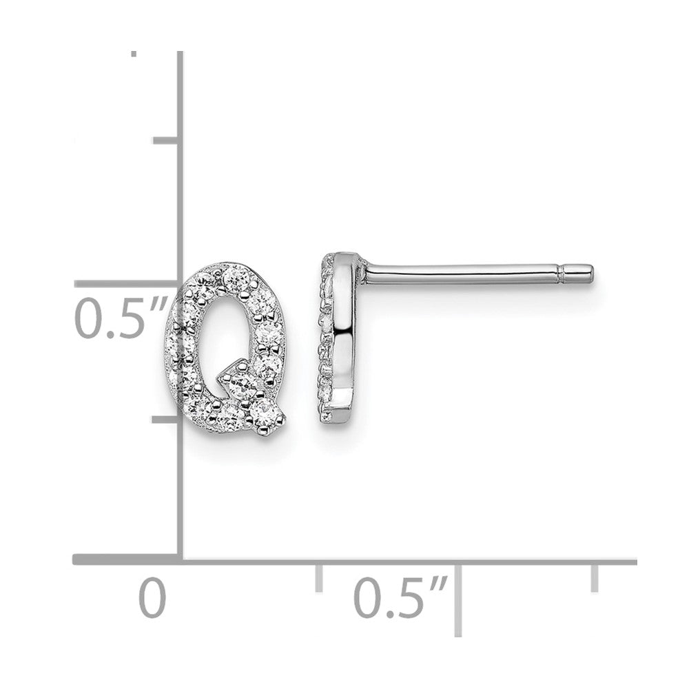 Sterlingsilber Cheryl M Rhodiniert Poliert Buchstabe Q Zirkonia Initiale Ohrstecker