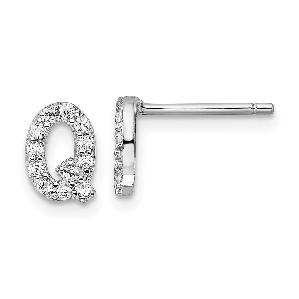 Sterlingsilber Cheryl M Rhodiniert Poliert Buchstabe Q Zirkonia Initiale Ohrstecker
