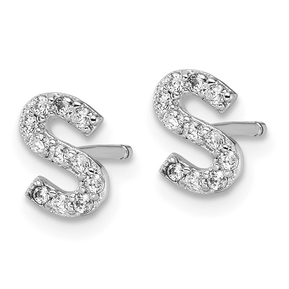 Sterlingsilber Cheryl M Rhodiniert Poliert Buchstabe S Zirkonia Initiale Ohrstecker