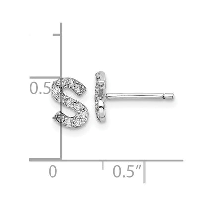 Sterlingsilber Cheryl M Rhodiniert Poliert Buchstabe S Zirkonia Initiale Ohrstecker