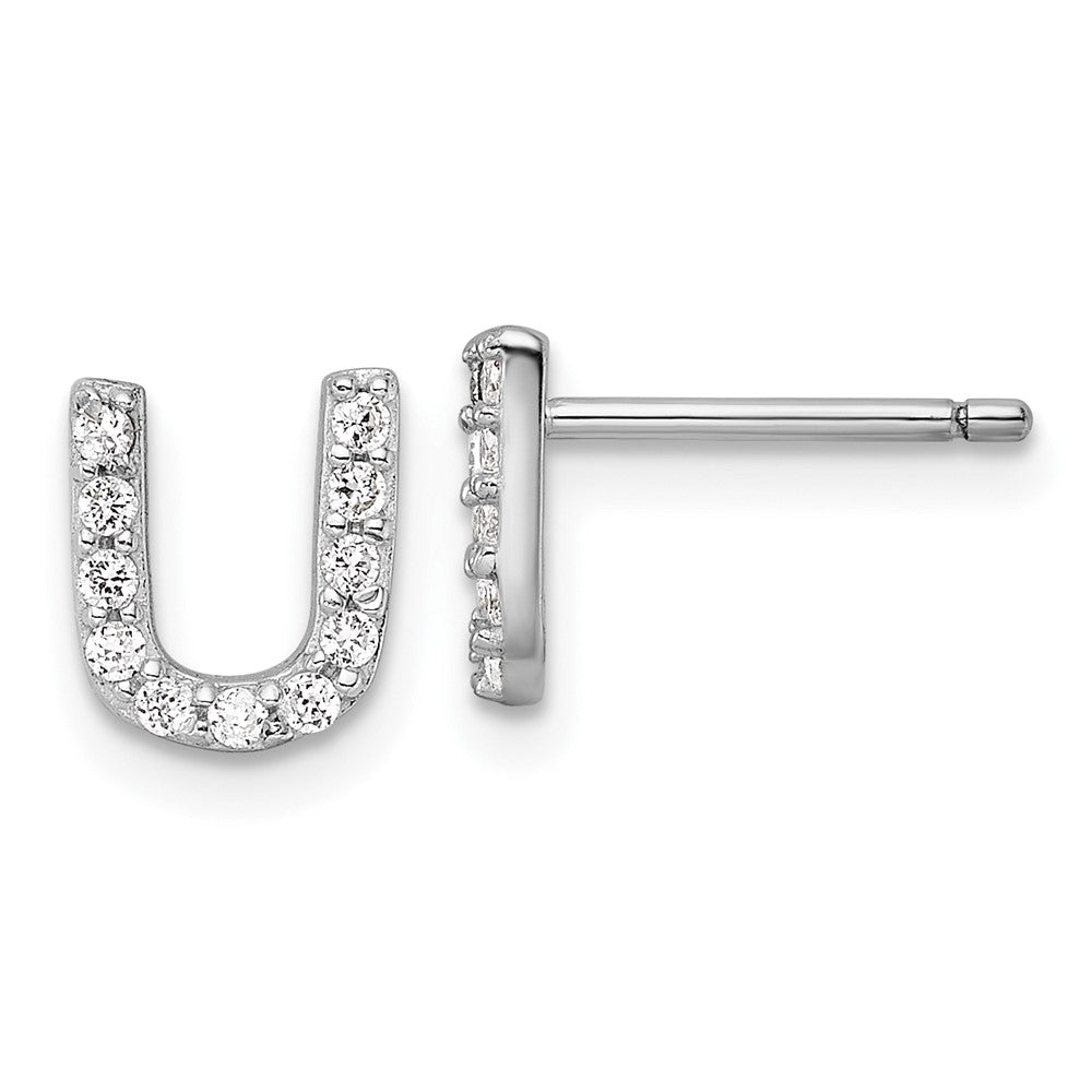 Sterlingsilber Cheryl M Rhodiniert Poliert Buchstabe U Zirkonia Initiale Ohrstecker