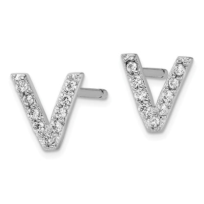 Sterlingsilber Cheryl M Rhodiniert Poliert Buchstabe V Zirkonia Initiale Ohrstecker