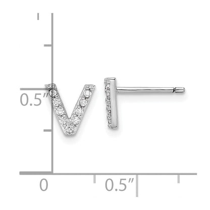 Sterlingsilber Cheryl M Rhodiniert Poliert Buchstabe V Zirkonia Initiale Ohrstecker
