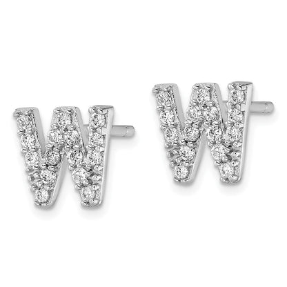 Sterlingsilber Cheryl M Rhodiniert Poliert Buchstabe W Zirkonia Initiale Ohrstecker
