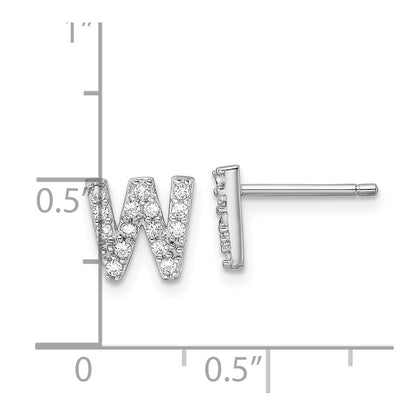Sterlingsilber Cheryl M Rhodiniert Poliert Buchstabe W Zirkonia Initiale Ohrstecker