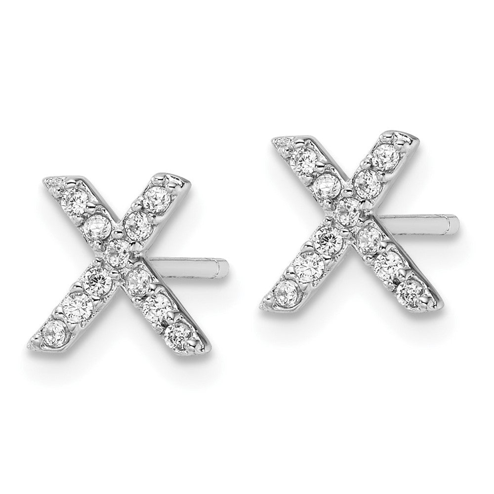 Sterlingsilber Cheryl M Rhodiniert Poliert Buchstabe X Zirkonia Initiale Ohrstecker