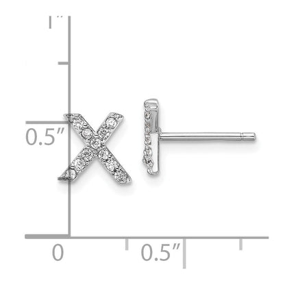 Sterlingsilber Cheryl M Rhodiniert Poliert Buchstabe X Zirkonia Initiale Ohrstecker
