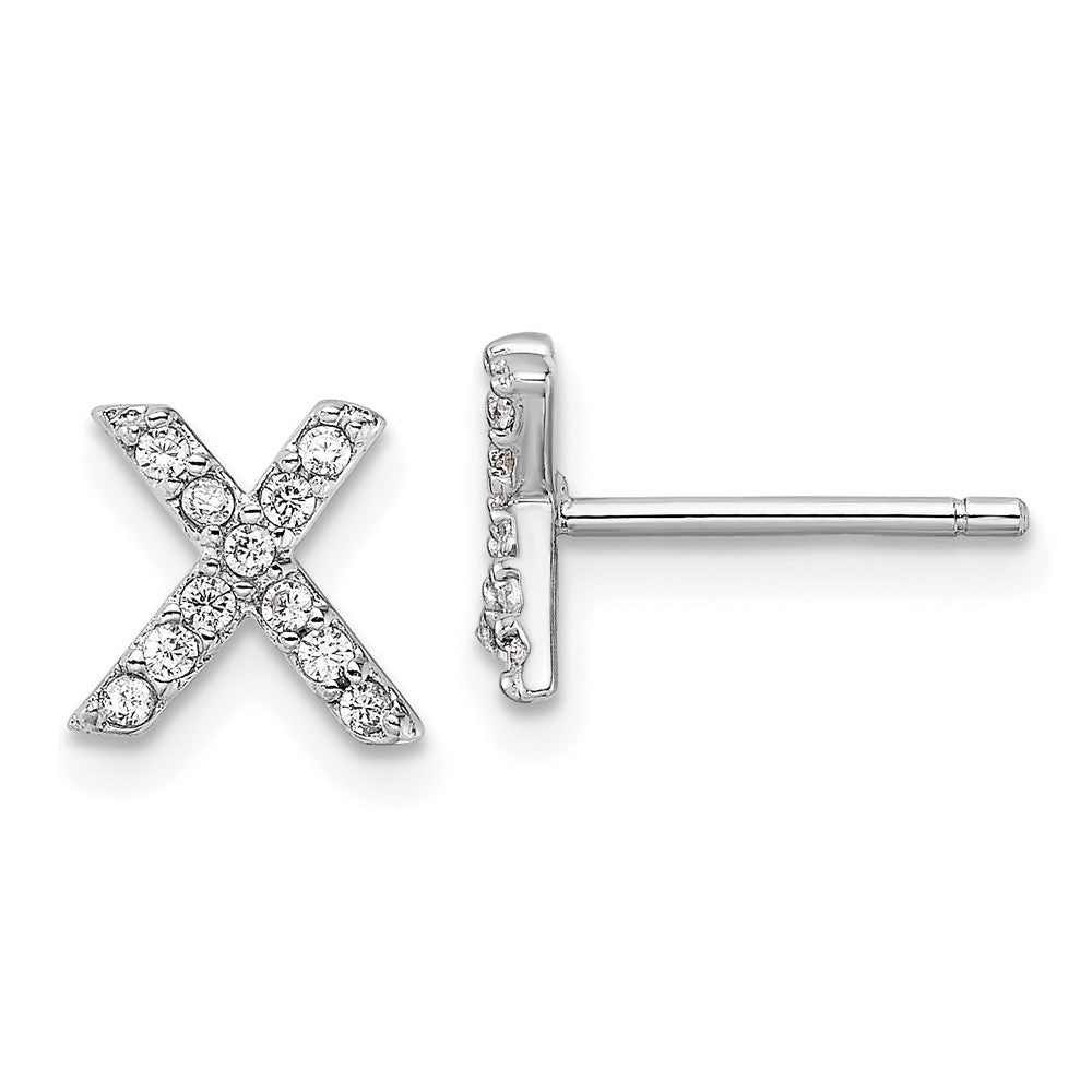 Sterlingsilber Cheryl M Rhodiniert Poliert Buchstabe X Zirkonia Initiale Ohrstecker
