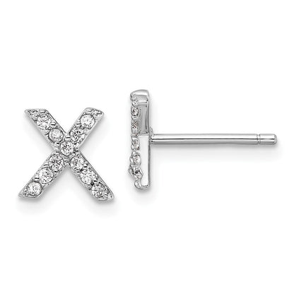 Sterlingsilber Cheryl M Rhodiniert Poliert Buchstabe X Zirkonia Initiale Ohrstecker