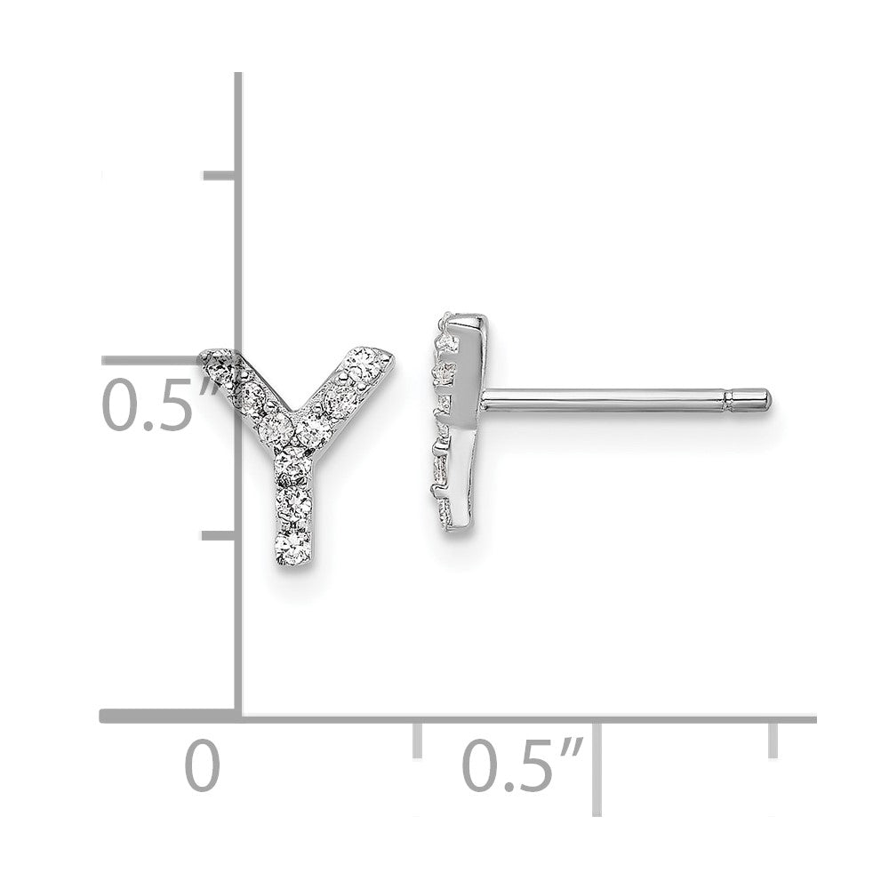 Sterlingsilber Cheryl M Rhodiniert Poliert Buchstabe Y Zirkonia Initiale Ohrstecker