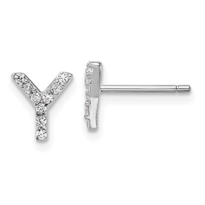 Sterlingsilber Cheryl M Rhodiniert Poliert Buchstabe Y Zirkonia Initiale Ohrstecker
