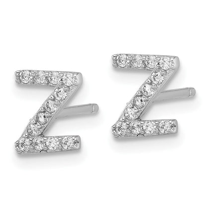 Sterlingsilber Cheryl M Rhodiniert Poliert Buchstabe Z Zirkonia Initiale Ohrstecker