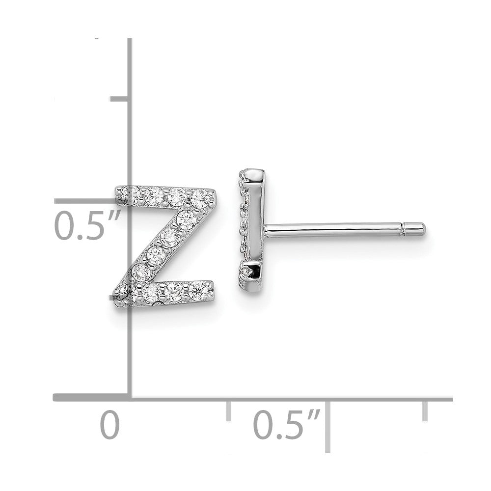 Sterlingsilber Cheryl M Rhodiniert Poliert Buchstabe Z Zirkonia Initiale Ohrstecker
