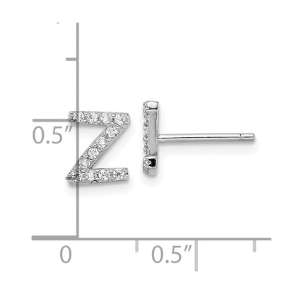 Sterlingsilber Cheryl M Rhodiniert Poliert Buchstabe Z Zirkonia Initiale Ohrstecker