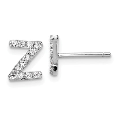 Sterlingsilber Cheryl M Rhodiniert Poliert Buchstabe Z Zirkonia Initiale Ohrstecker
