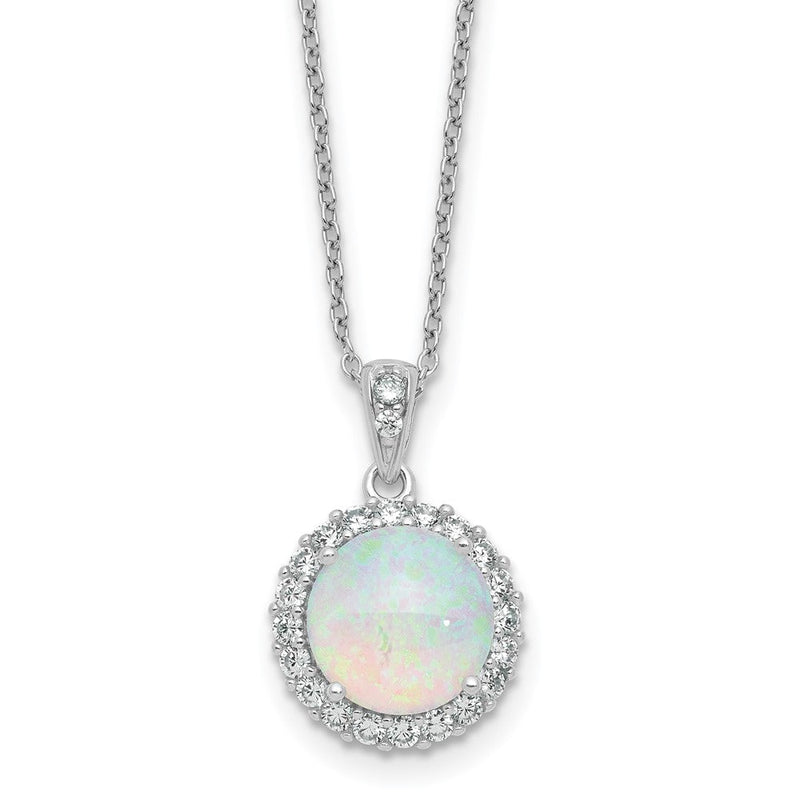 Sterlingsilber Cheryl M Rhodiniert Lab Cr. Opal Zirkonia Kreis 16 Zoll mit 2 Zoll Verlängerung Halskette