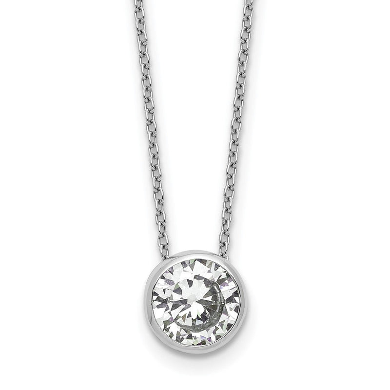 Sterlingsilber Cheryl M Rhodiniert 9mm Zirkonia 16 Zoll mit 2 Zoll Verlängerung Halskette