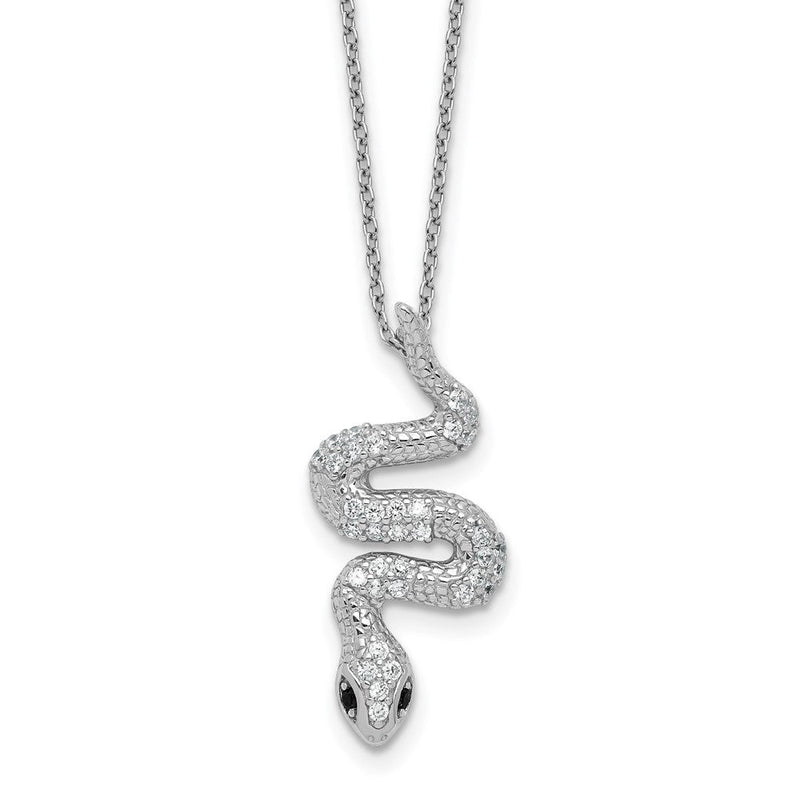 Sterlingsilber Cheryl M Rhodiniert Schwarz & Weiß Zirkonia Schlange 16 Zoll mit 2 Zoll Verlängerung Halskette