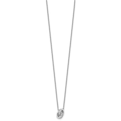 Sterlingsilber Cheryl M Rhodiniert Zirkonia Interlocking Kreise 16 Zoll mit 2 Zoll Verlängerung Halskette