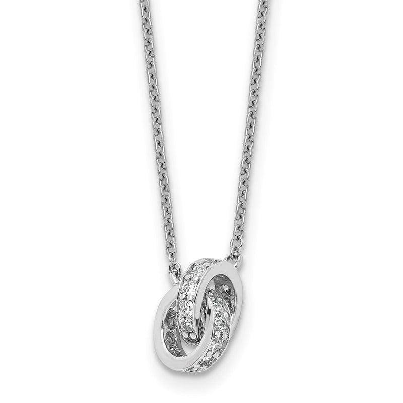 Sterlingsilber Cheryl M Rhodiniert Zirkonia Interlocking Kreise 16 Zoll mit 2 Zoll Verlängerung Halskette