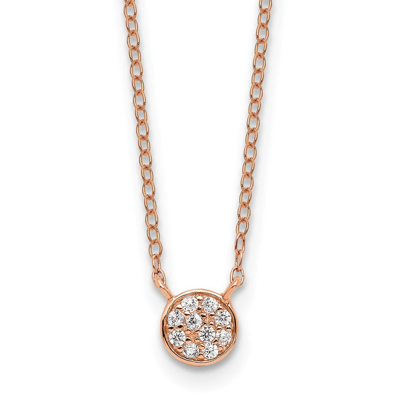 Sterlingsilber Cheryl M Roségold -beschichtet Zirkonia Cluster Kreis 16 Zoll mit 2 Zoll Verlängerung Halskette