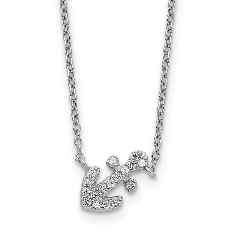 Sterlingsilber Cheryl M Rhodiniert Zirkonia Anker 16 Zoll mit 2 Zoll Verlängerung Halskette