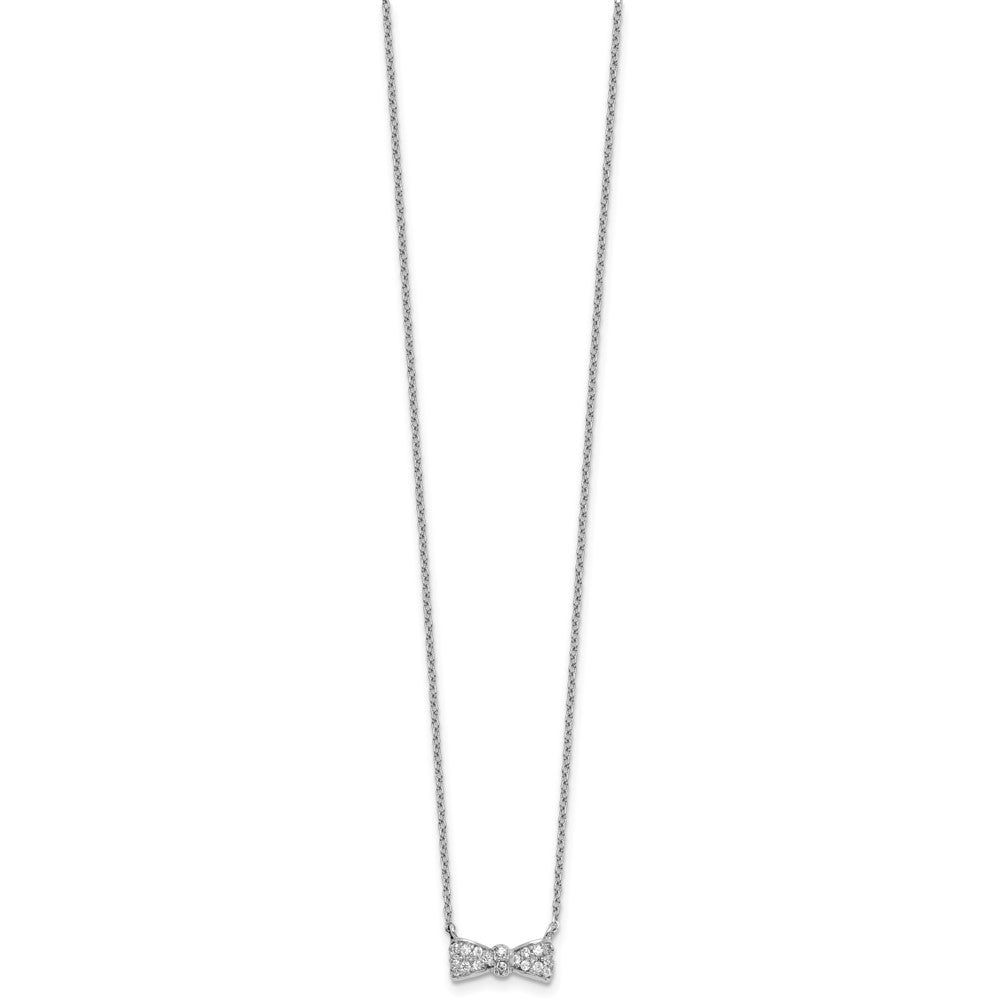 Sterlingsilber Cheryl M Rhodiniert Zirkonia Schleife 16 Zoll mit 2 Zoll Verlängerung Halskette