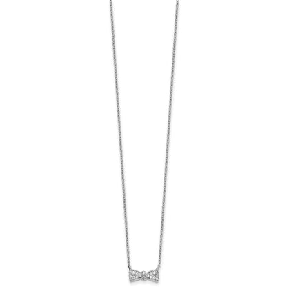 Sterlingsilber Cheryl M Rhodiniert Zirkonia Schleife 16 Zoll mit 2 Zoll Verlängerung Halskette