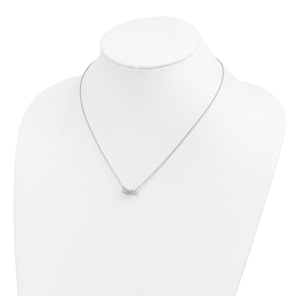 Sterlingsilber Cheryl M Rhodiniert Zirkonia Schleife 16 Zoll mit 2 Zoll Verlängerung Halskette