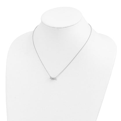 Sterlingsilber Cheryl M Rhodiniert Zirkonia Schleife 16 Zoll mit 2 Zoll Verlängerung Halskette