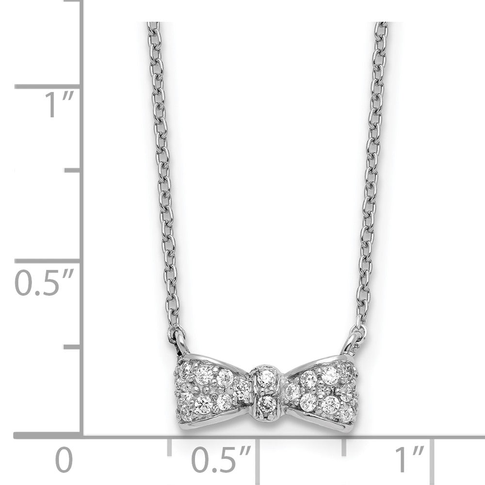 Sterlingsilber Cheryl M Rhodiniert Zirkonia Schleife 16 Zoll mit 2 Zoll Verlängerung Halskette