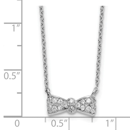 Sterlingsilber Cheryl M Rhodiniert Zirkonia Schleife 16 Zoll mit 2 Zoll Verlängerung Halskette
