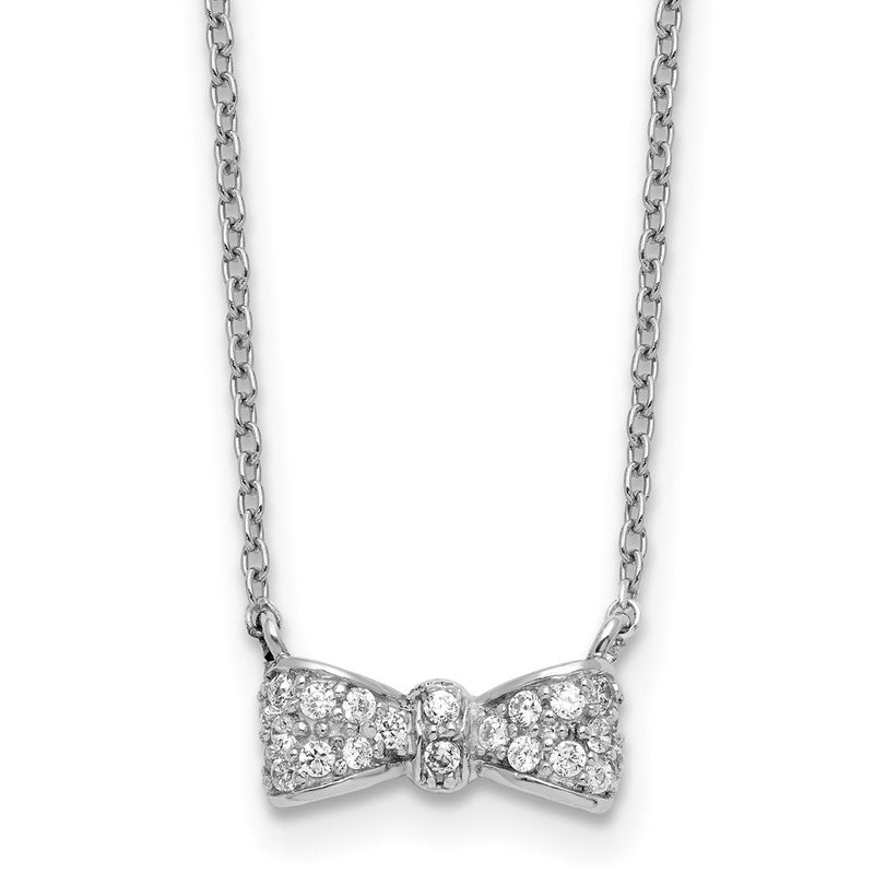 Sterlingsilber Cheryl M Rhodiniert Zirkonia Schleife 16 Zoll mit 2 Zoll Verlängerung Halskette