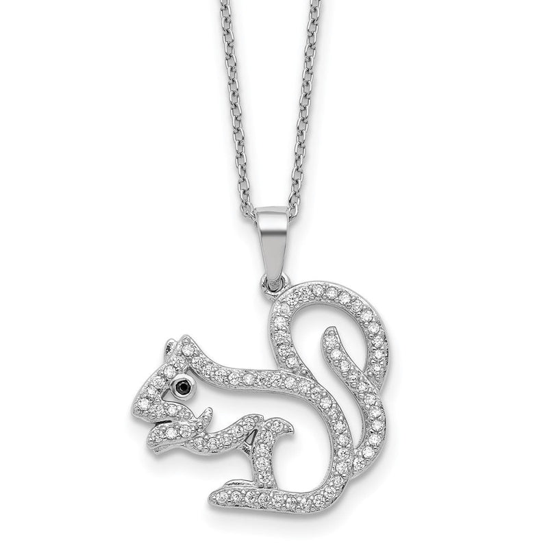 Sterlingsilber Cheryl M Rhodiniert Blk/white Zirkonia Squirrel 16 Zoll mit 2 Zoll Verlängerung Halskette