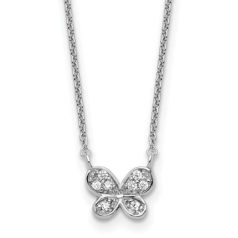 Sterlingsilber Cheryl M Rhodiniert Zirkonia Schmetterling 16 Zoll mit 2 Zoll Verlängerung Halskette