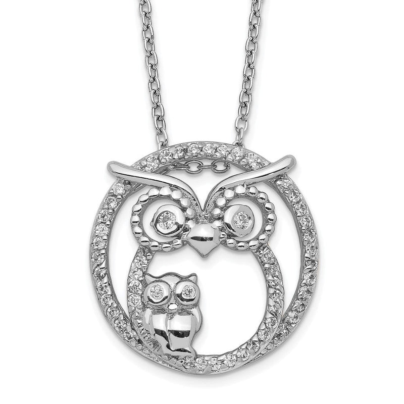 Sterlingsilber Cheryl M Rhodiniert Zirkonia Owls 16 Zoll mit 2 Zoll Verlängerung Halskette