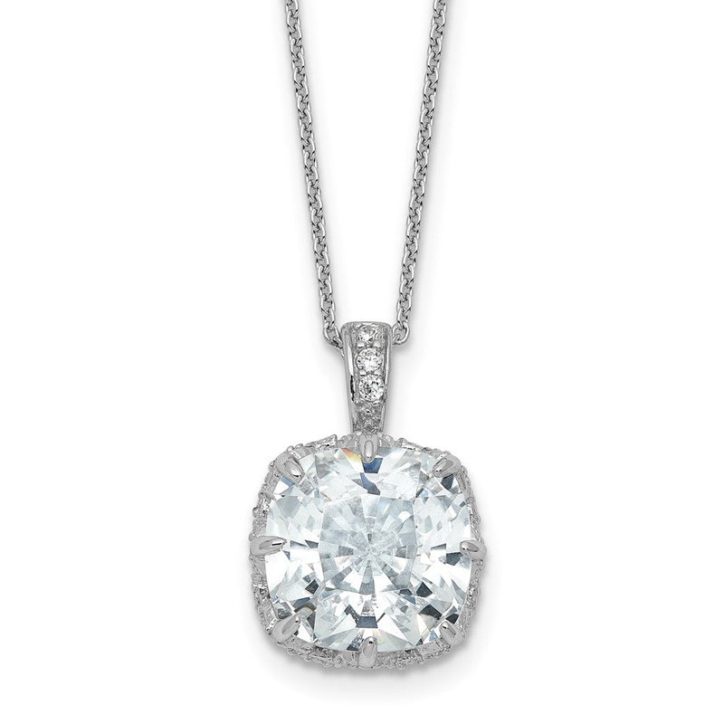 Sterlingsilber Cheryl M Rhodiniert Gallery Kissen-cut Zirkonia 18 Zoll Halskette