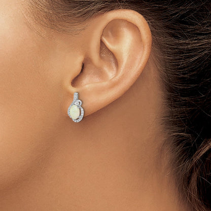Sterlingsilber Cheryl M Rhodiniert Poliert Im Labor Erzeugt Opal & Zirkonia Ohrstecker