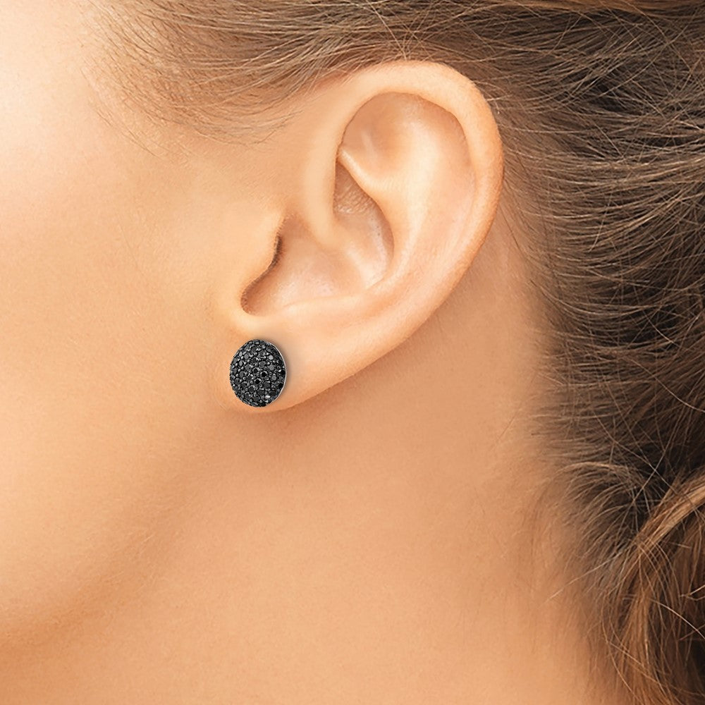 Sterlingsilber Cheryl M Rhodiniert Schwarz Rhodium Schwarz Zirkonia Kreis Ohrstecker