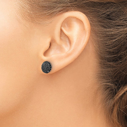 Sterlingsilber Cheryl M Rhodiniert Schwarz Rhodium Schwarz Zirkonia Kreis Ohrstecker