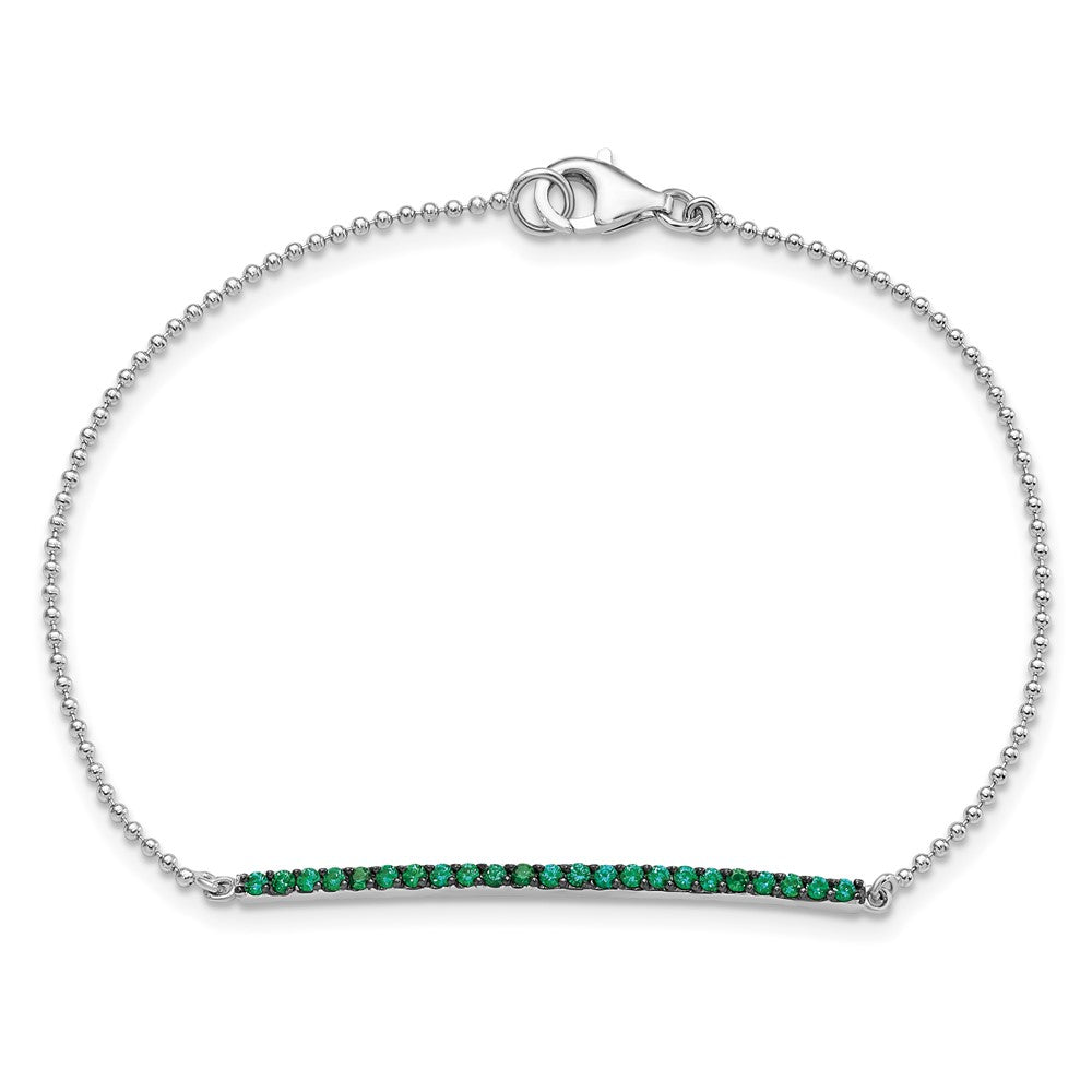 Sterlingsilber Cheryl M Hematite/rhodiniert Gekugelt Grün Glas Stab 7 Zoll Armband