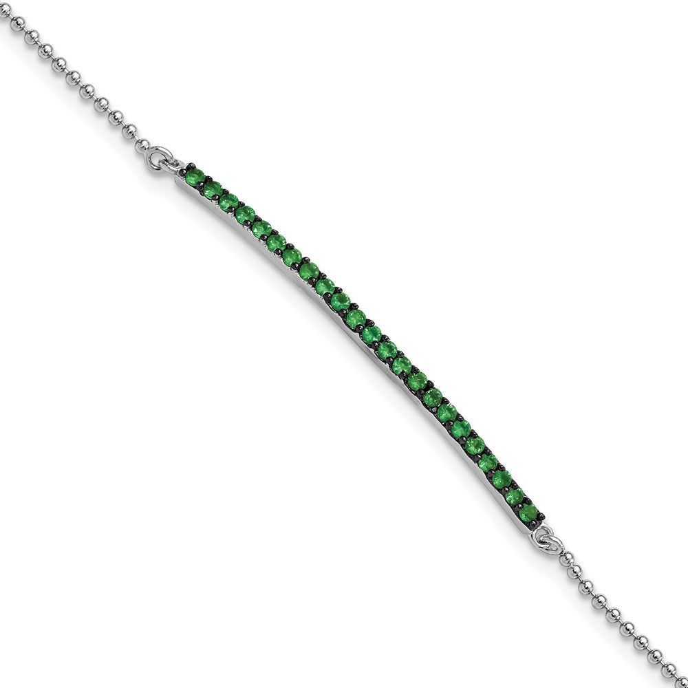 Sterlingsilber Cheryl M Hematite/rhodiniert Gekugelt Grün Glas Stab 7 Zoll Armband