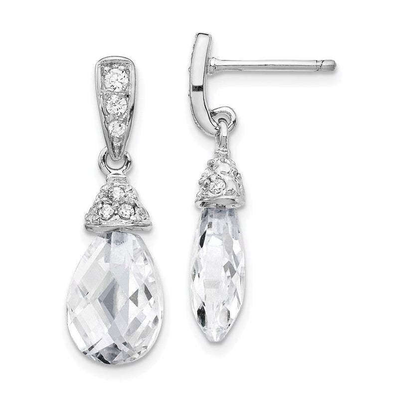 Sterlingsilber Cheryl M Rhodiniert Facettiert Briolette und Brillant-cut Zirkonia Stecker Ohrhänger