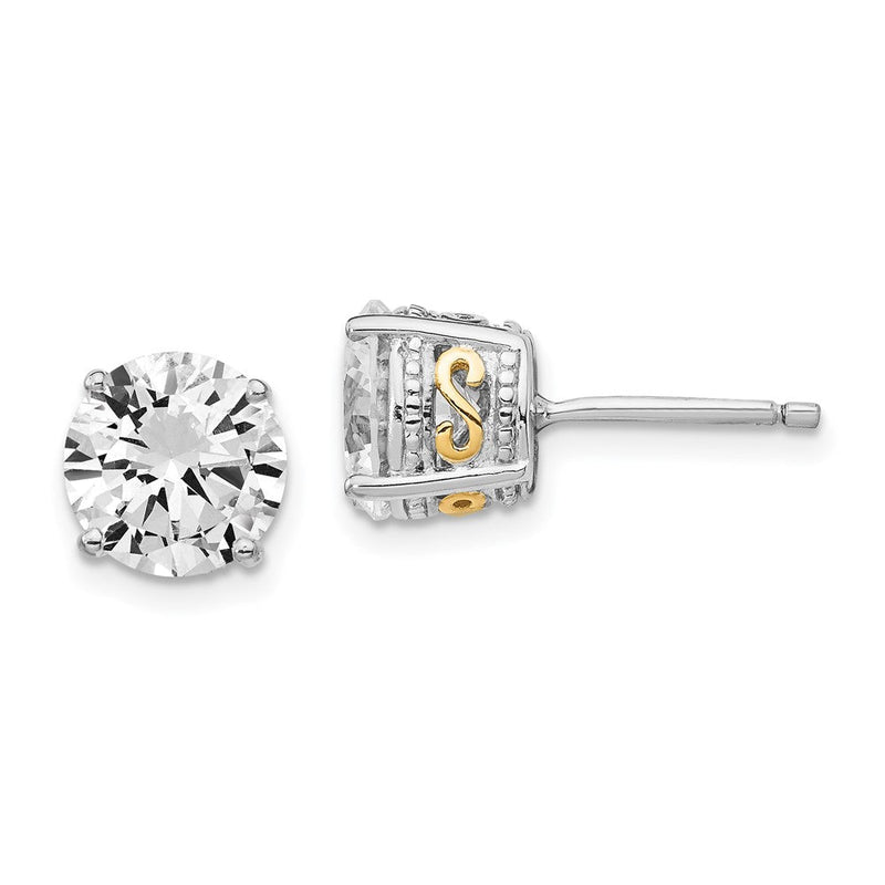 Sterlingsilber Cheryl M Rhodiniert mit Vergoldet Akzente Brillant-cut 8mm Zirkonia Ohrstecker